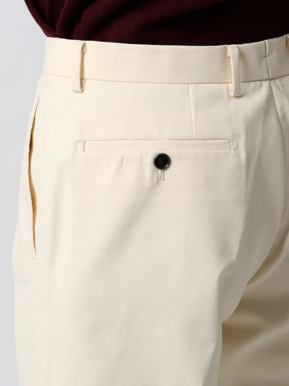テーパードパンツ／ウォッシャブル／コットンライクストレッチ／ダブルピーチスキン／無地／IN05 オフホワイト S