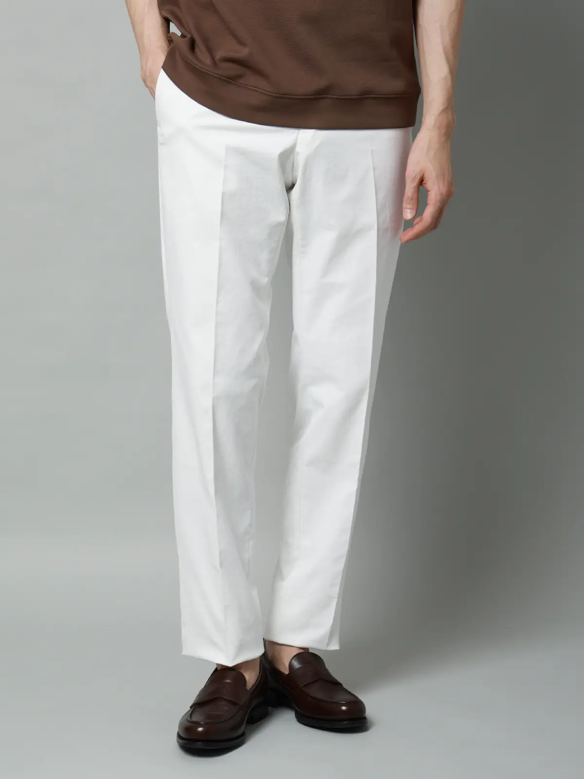 テーパードパンツ／ウォッシャブル／ストレッチ／COOL MAX／無地／IN05 ホワイト SS