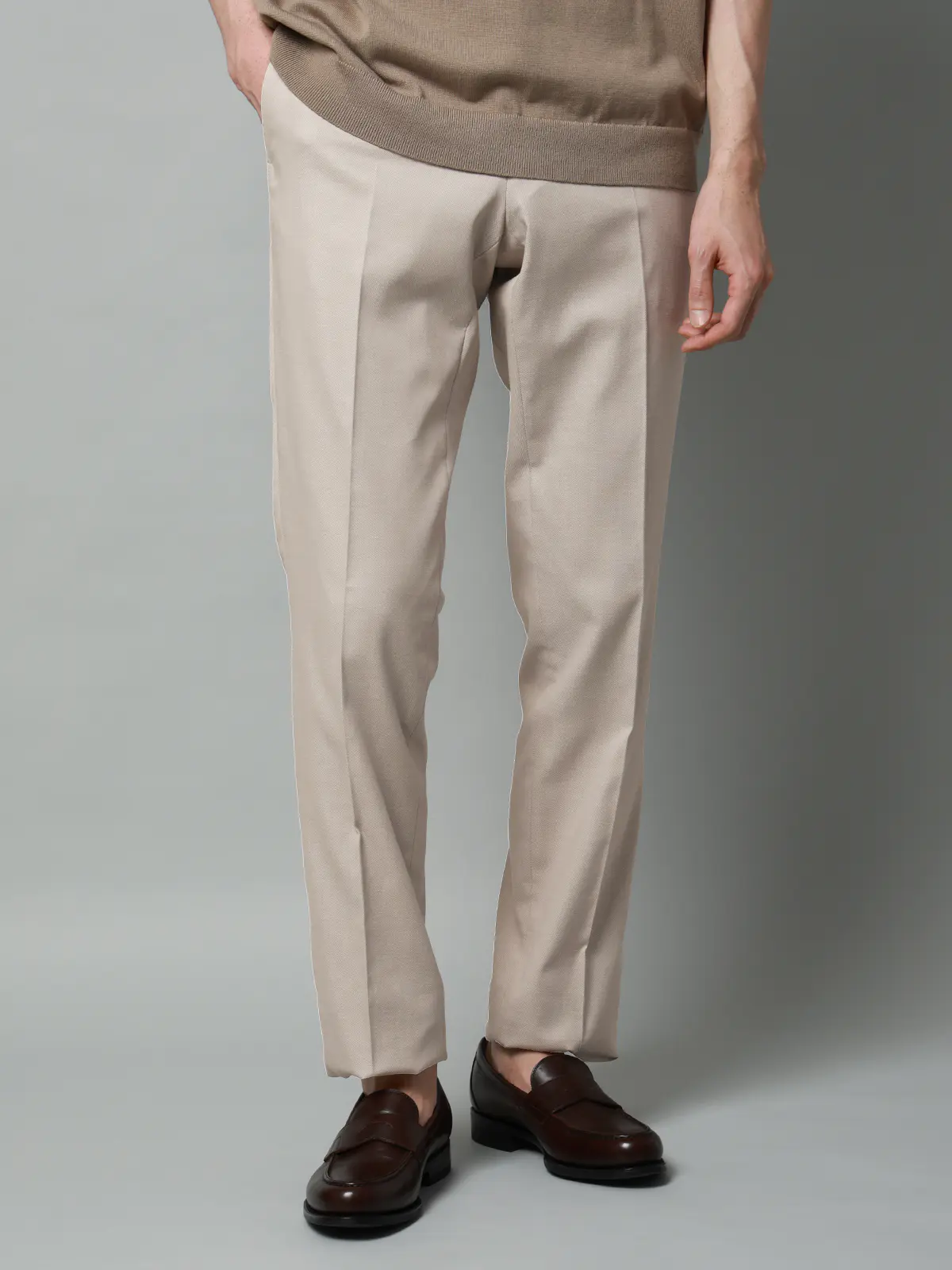 テーパードパンツ／ウォッシャブル／ストレッチ／接触冷感／COOL MOTION／無地／IN05 ベージュ SS