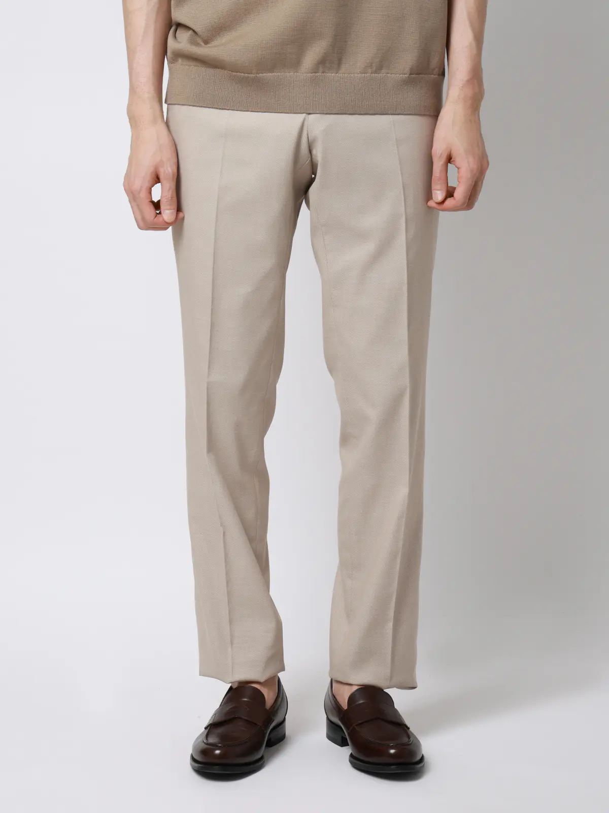 テーパードパンツ／ウォッシャブル／ストレッチ／接触冷感／COOL MOTION／無地／IN05 ベージュ SS