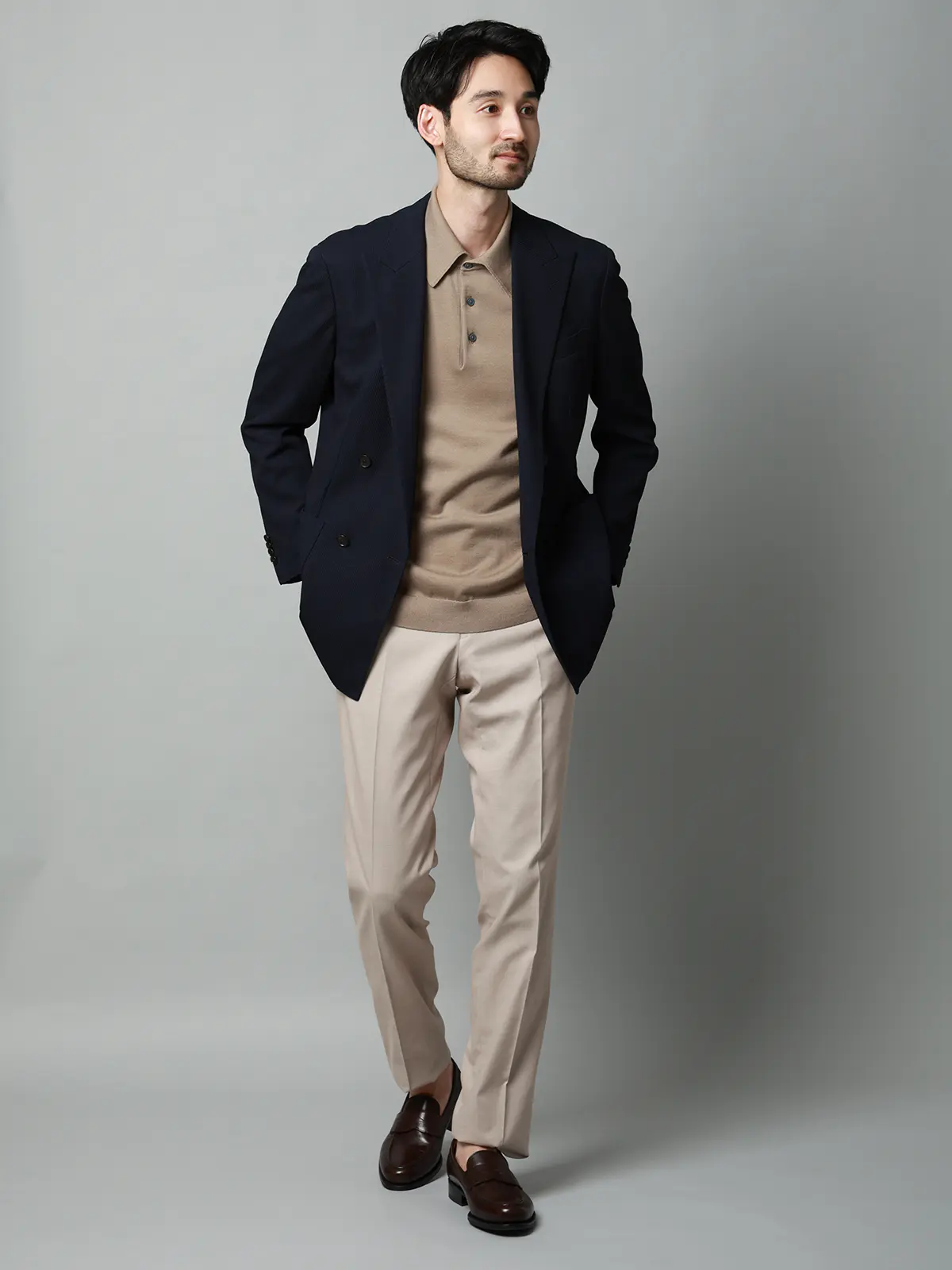 テーパードパンツ／ウォッシャブル／ストレッチ／接触冷感／COOL MOTION／無地／IN05 ベージュ SS