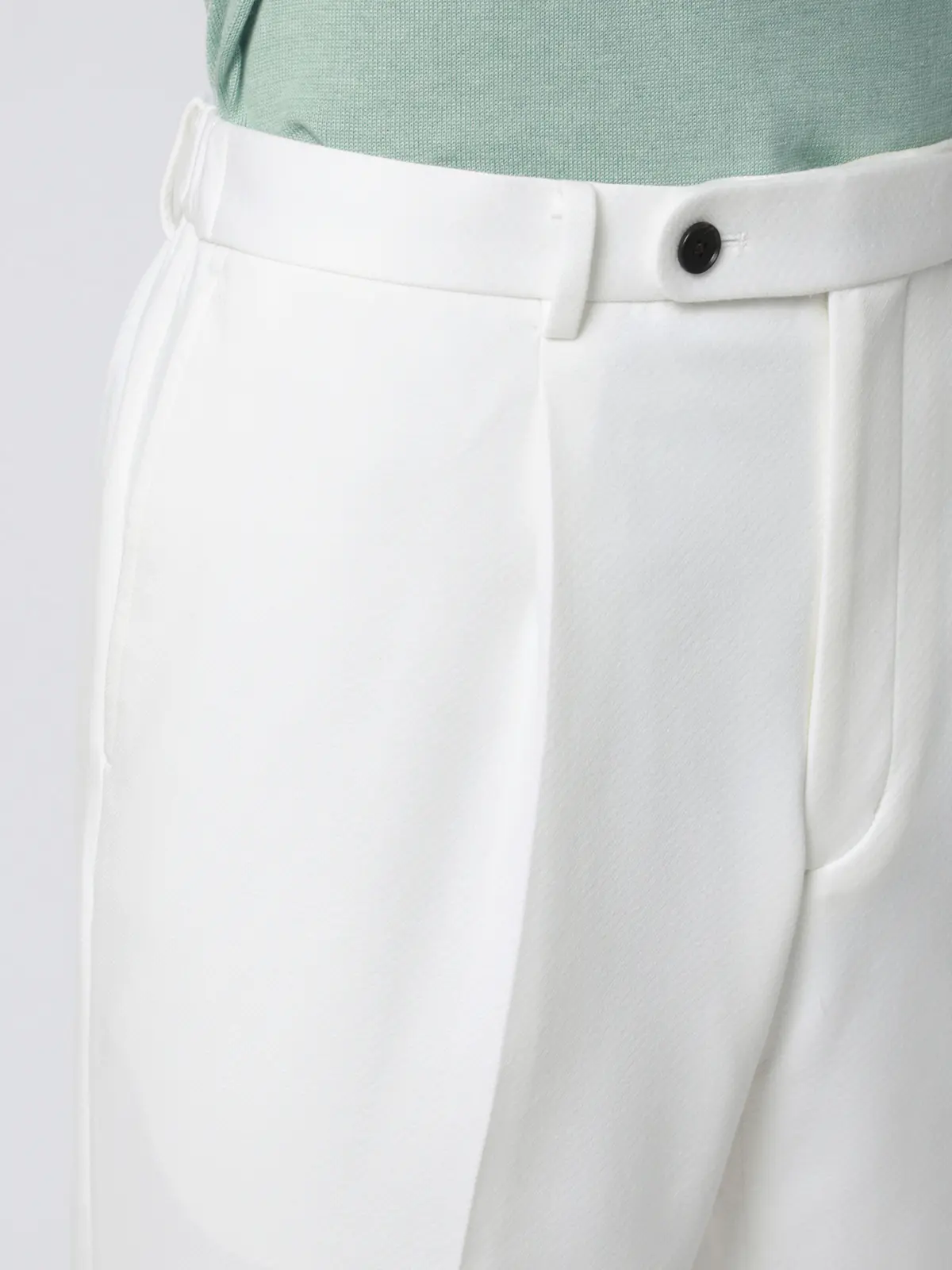 タックテーパードパンツ／ストレッチ／RENU／モクロディジャージー／無地／CR11-S ホワイト S