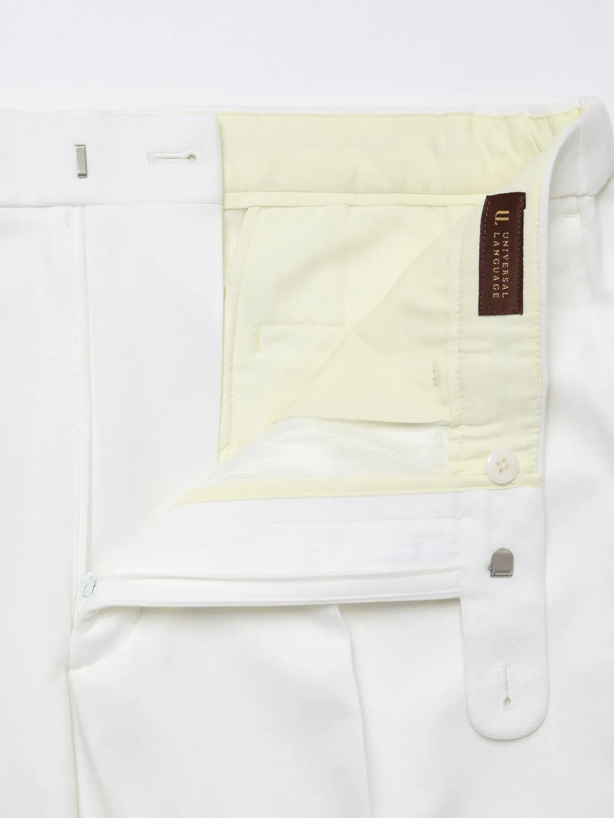 タックテーパードパンツ／ストレッチ／RENU／モクロディジャージー／無地／CR11-S ホワイト S