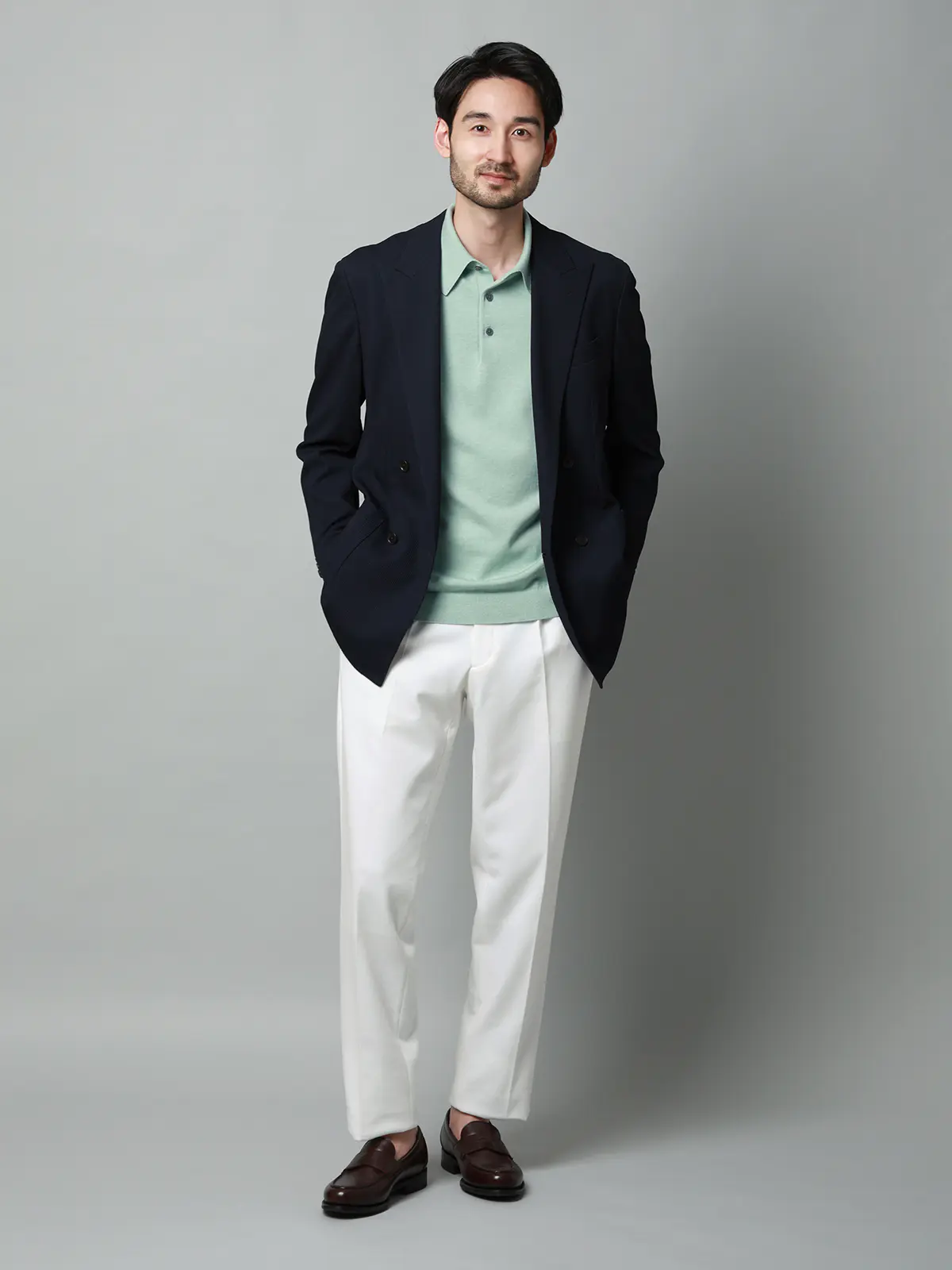 タックテーパードパンツ／ストレッチ／RENU／モクロディジャージー／無地／CR11-S ホワイト S