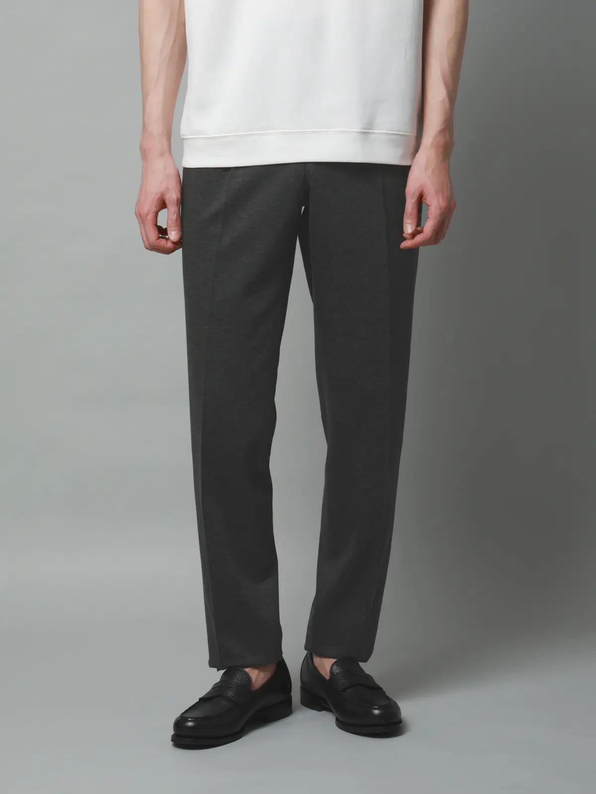 タックテーパードパンツ／ストレッチ／RENU／モクロディジャージー／無地／CR11-S グレー S