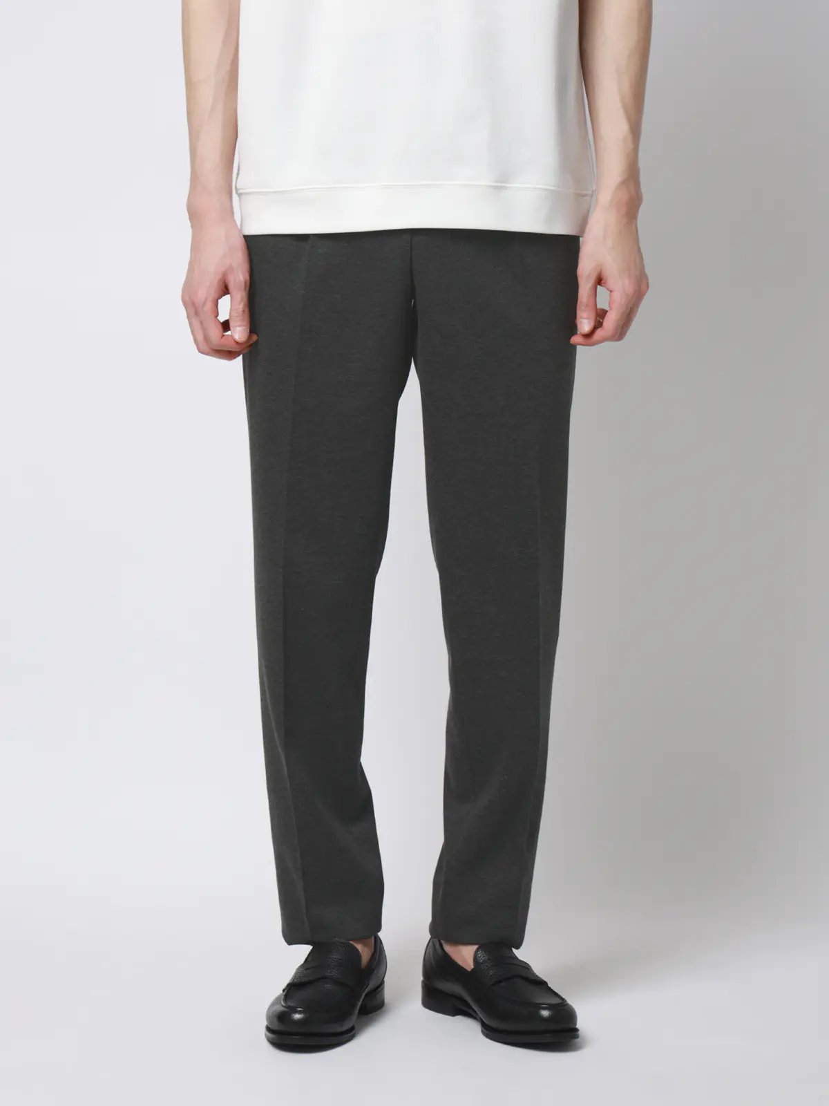 タックテーパードパンツ／ストレッチ／RENU／モクロディジャージー／無地／CR11-S グレー S