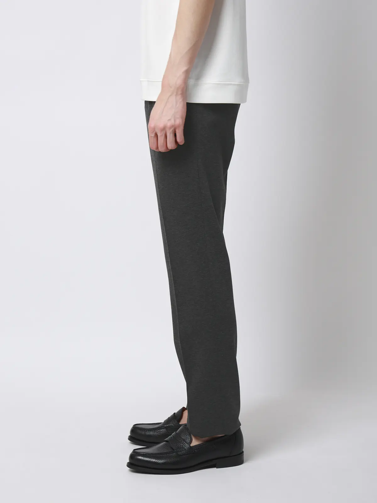 タックテーパードパンツ／ストレッチ／RENU／モクロディジャージー／無地／CR11-S グレー S