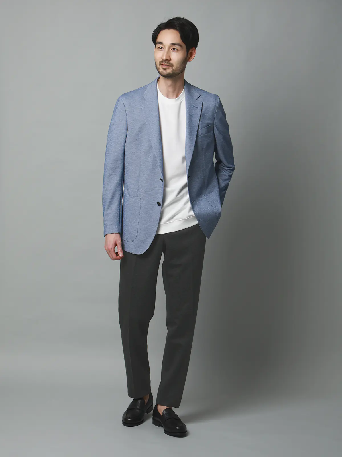 タックテーパードパンツ／ストレッチ／RENU／モクロディジャージー／無地／CR11-S グレー S