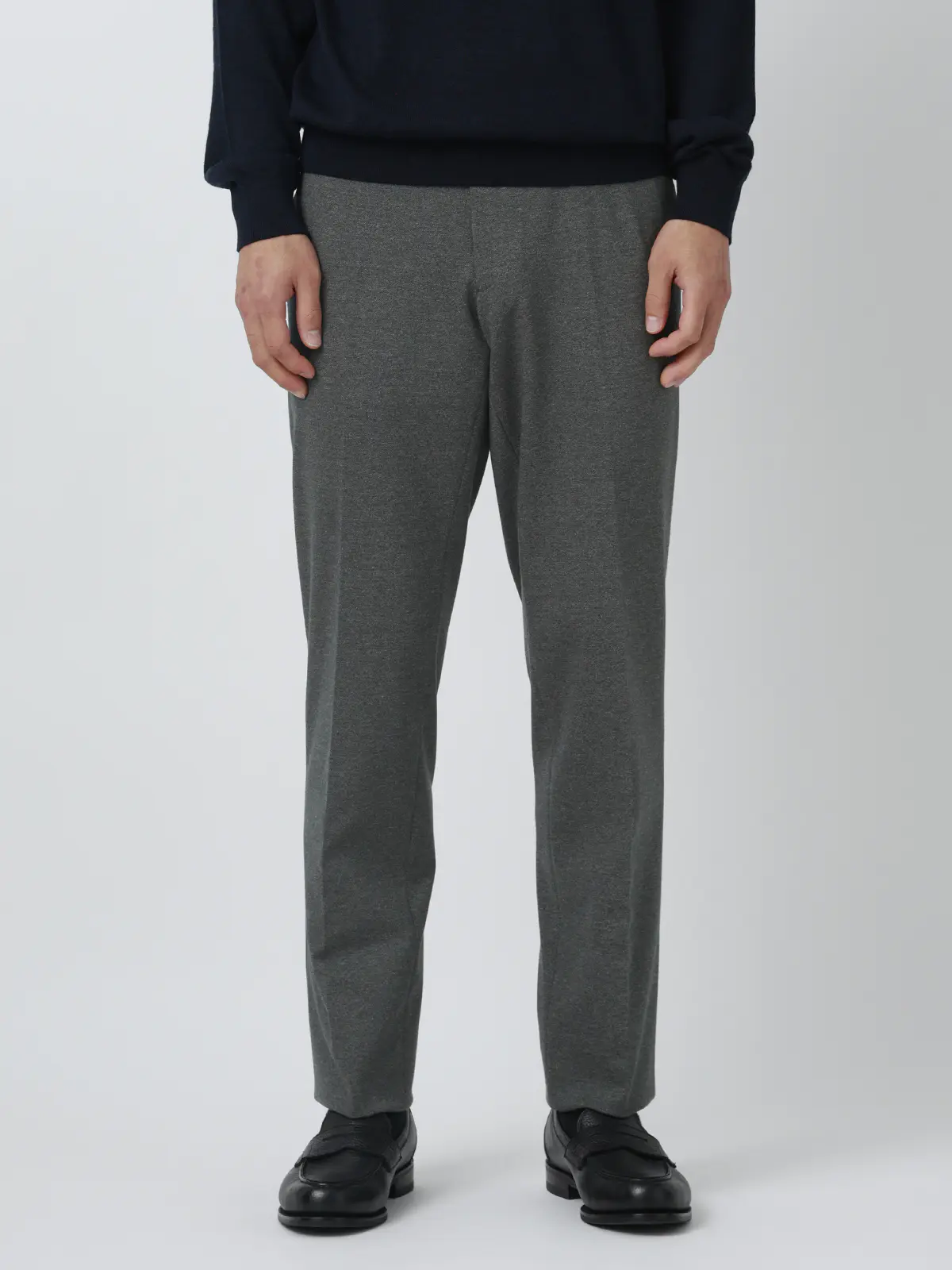 テーパードパンツ/ウォッシャブル/ストレッチ/ツイル調ポンチジャージー/無地/TM02-S グレー S