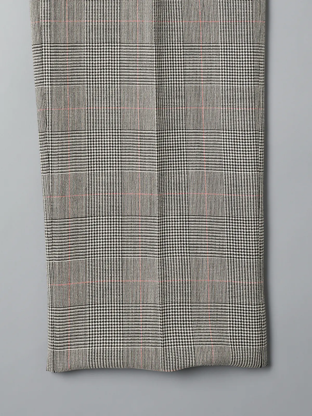 GOOVI／ツータックストレートパンツ／ハイツイストトロピカル／グレンチェックカラープレイド グレー 1