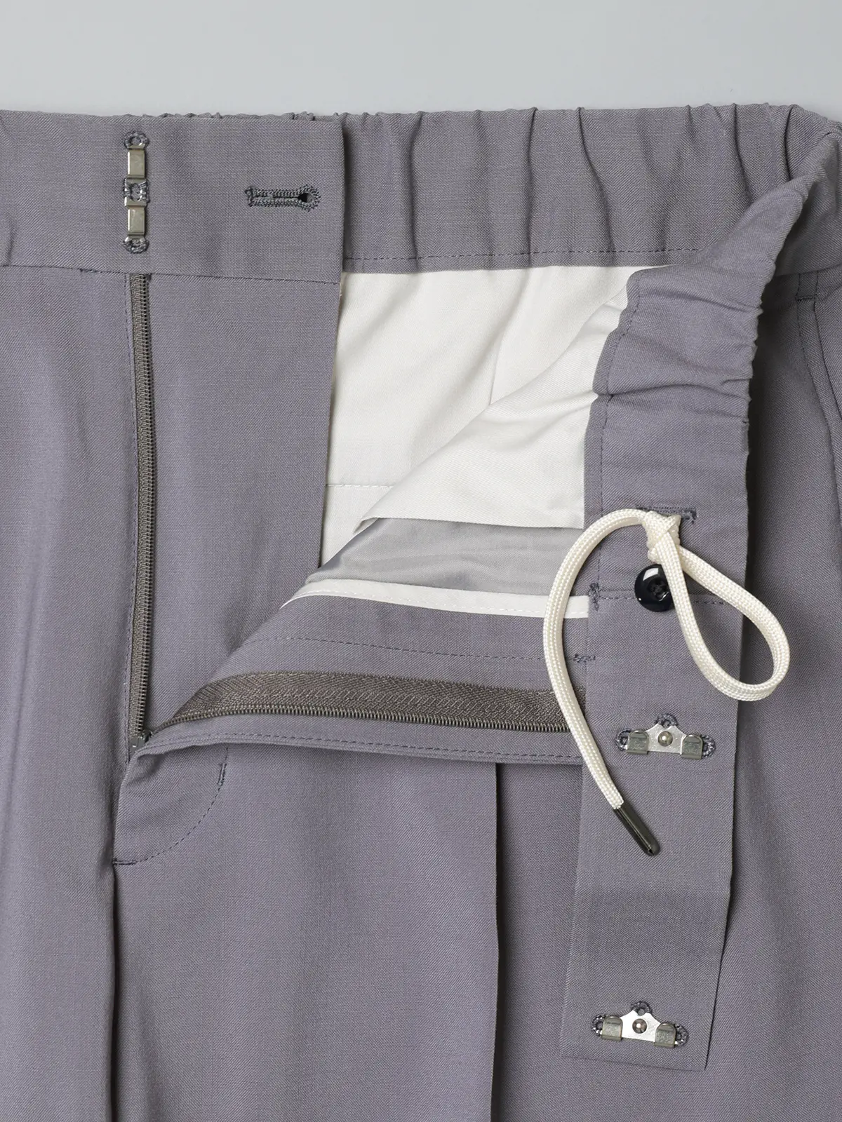 GOOVI／タックストレートパンツ／SUPER100'sウールトロピカル／無地 パープル 1