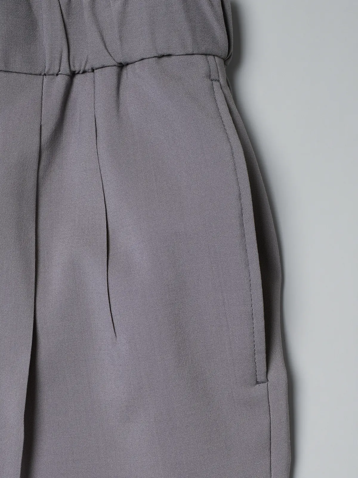 GOOVI／タックストレートパンツ／SUPER100'sウールトロピカル／無地 パープル 1