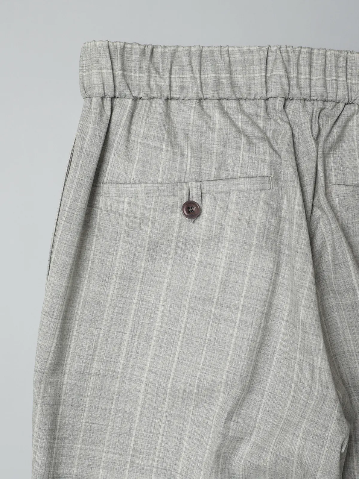 GOOVI／タックストレートパンツ／SUPER100'sウールトロピカル／ワイドストライプ ライトグレー 1