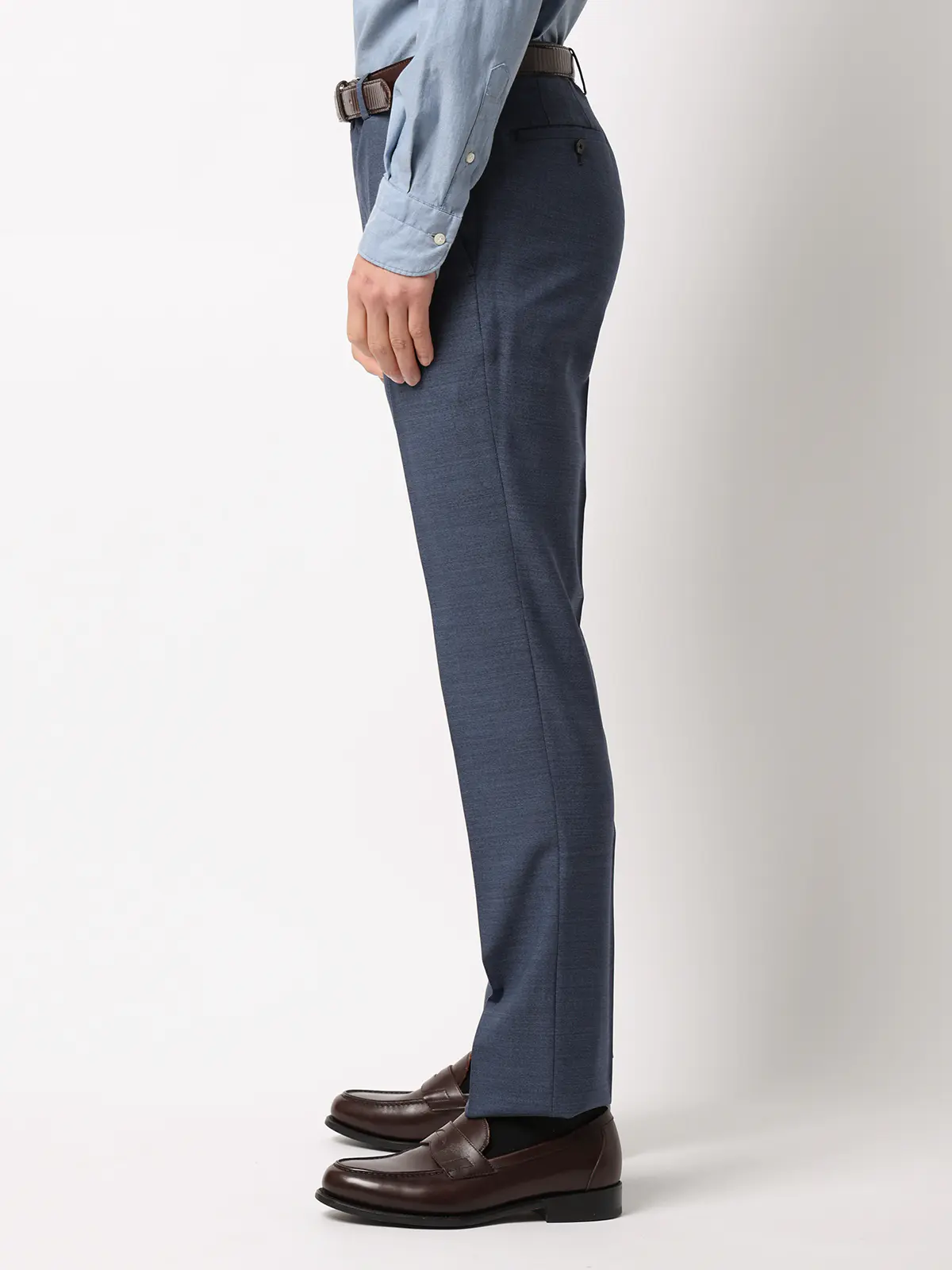 テーパードパンツ／CANONICO／SUPERSONIC／トロピカルウール／無地／IN05 ブルー S