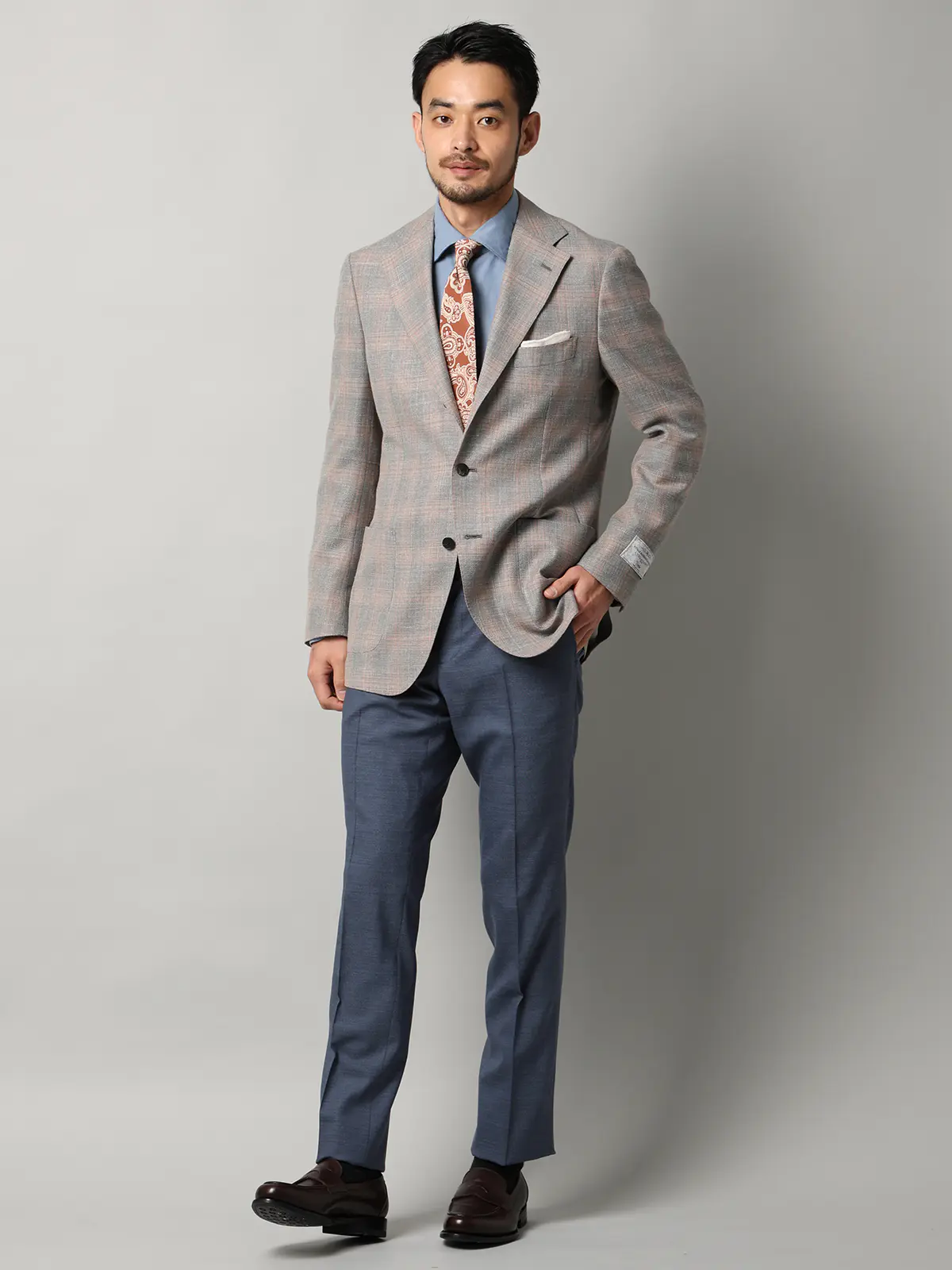 テーパードパンツ／CANONICO／SUPERSONIC／トロピカルウール／無地／IN05 ブルー S