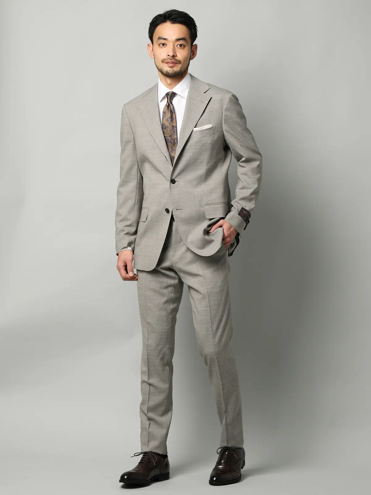 テーパードパンツ／CANONICO／SUPERSONIC／トロピカルウール／無地／IN05 ベージュ S