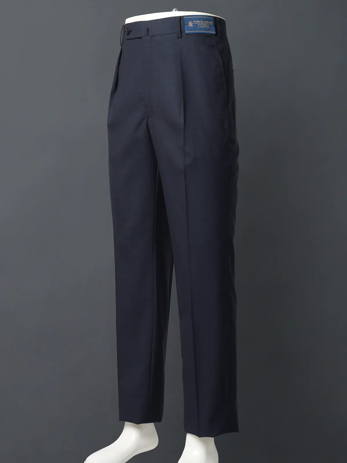 FUMIYA HIRANO/タックテーパードパンツ/SUPER100'sウール/織柄/FHP12 ネイビー M