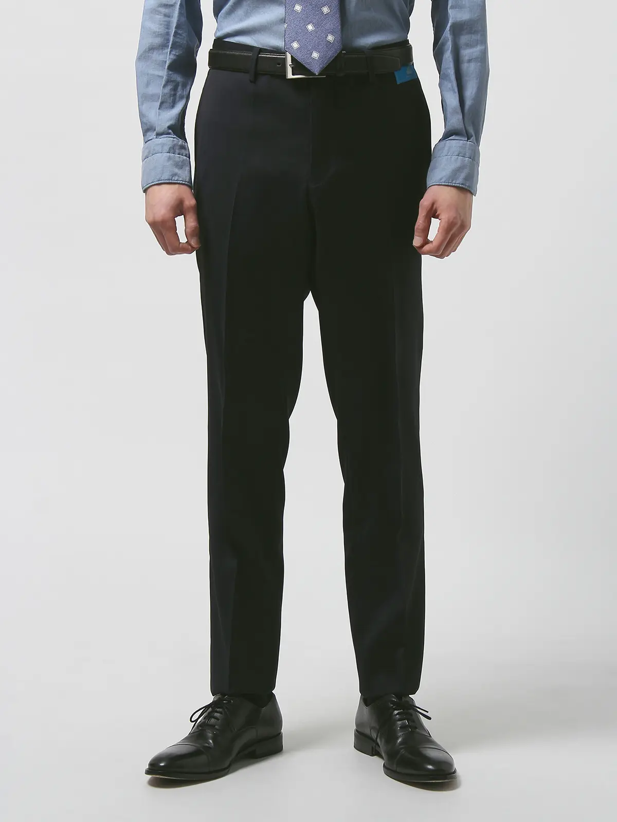 【訳アリ商品】テーパードパンツ/CANONICO/ストレッチ /ウールトロピカル/無地/IN05 ネイビー 3L