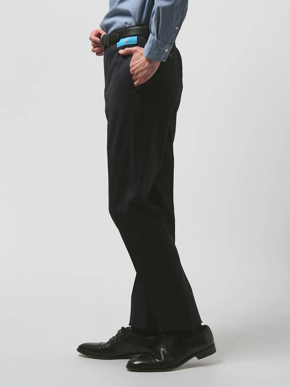 【訳アリ商品】テーパードパンツ/CANONICO/ストレッチ /ウールトロピカル/無地/IN05 ネイビー 3L