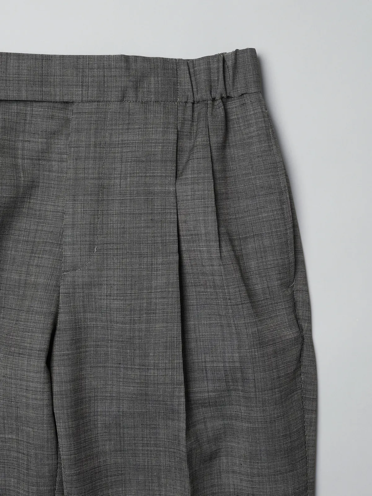 GOOVI/ツータックストレートパンツ/ウールモヘア/トロピカルシャンブレー/織柄 グレー 1