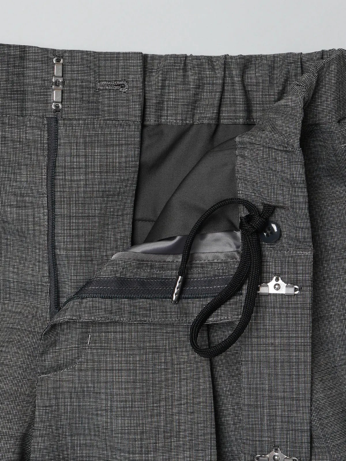 GOOVI/ツータックストレートパンツ/ウールモヘア/トロピカルシャンブレー/織柄 グレー 1