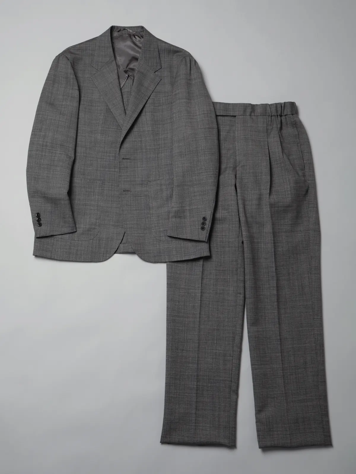 GOOVI/ツータックストレートパンツ/ウールモヘア/トロピカルシャンブレー/織柄 グレー 1