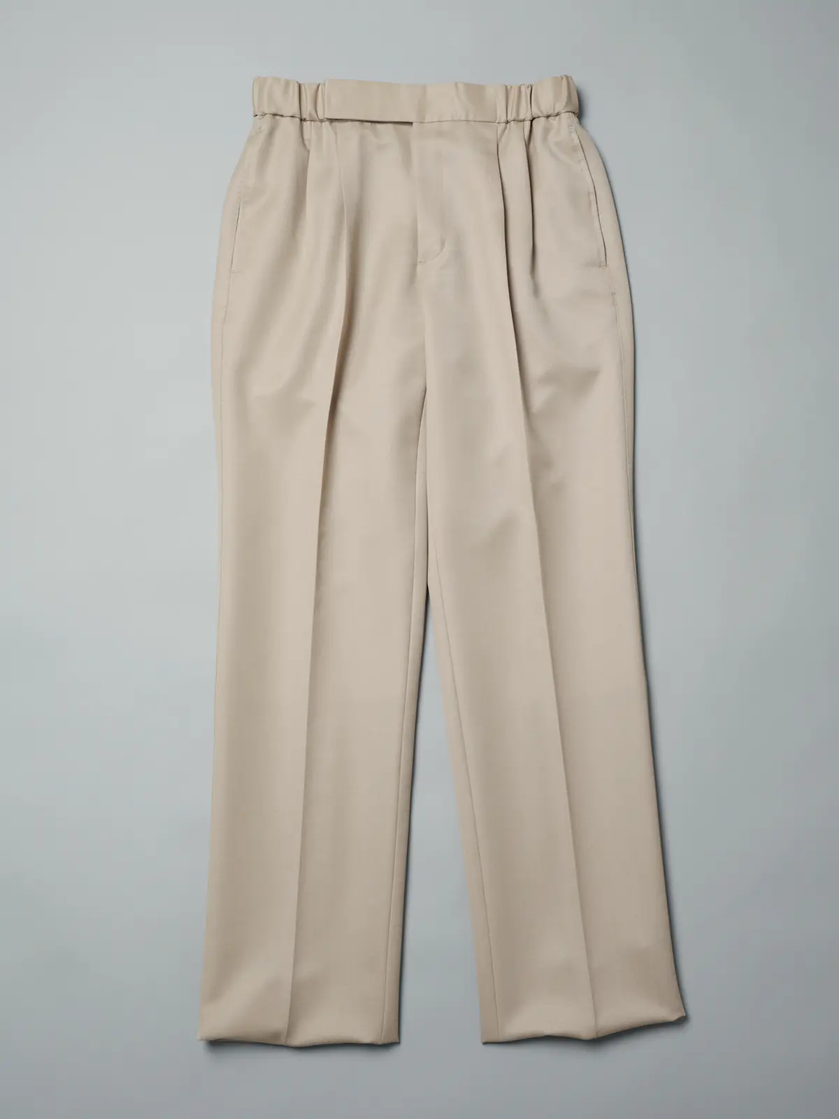 GOOVI／ツータックストレートパンツ／ウールモヘアギャバジン／無地 ベージュ 1