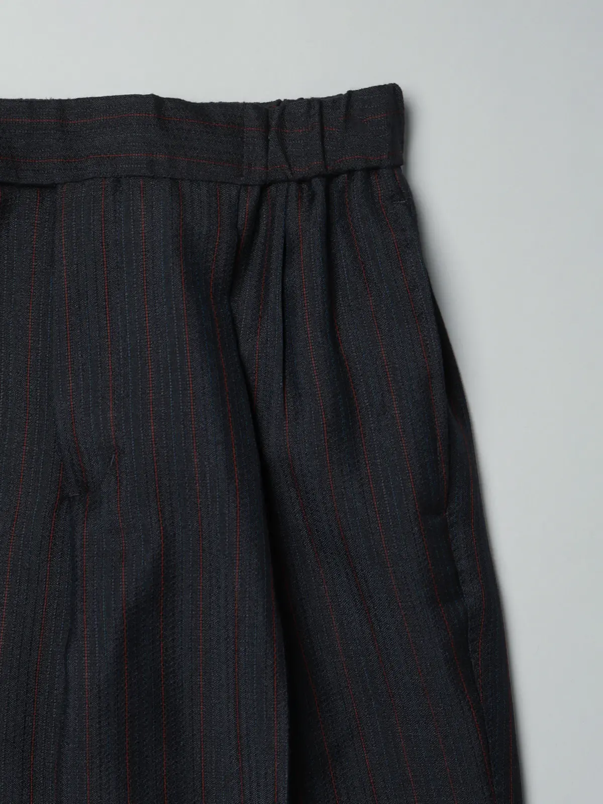 GOOVI/ツータックストレートパンツ/ウールモヘア/カラーストライプ ネイビー 1