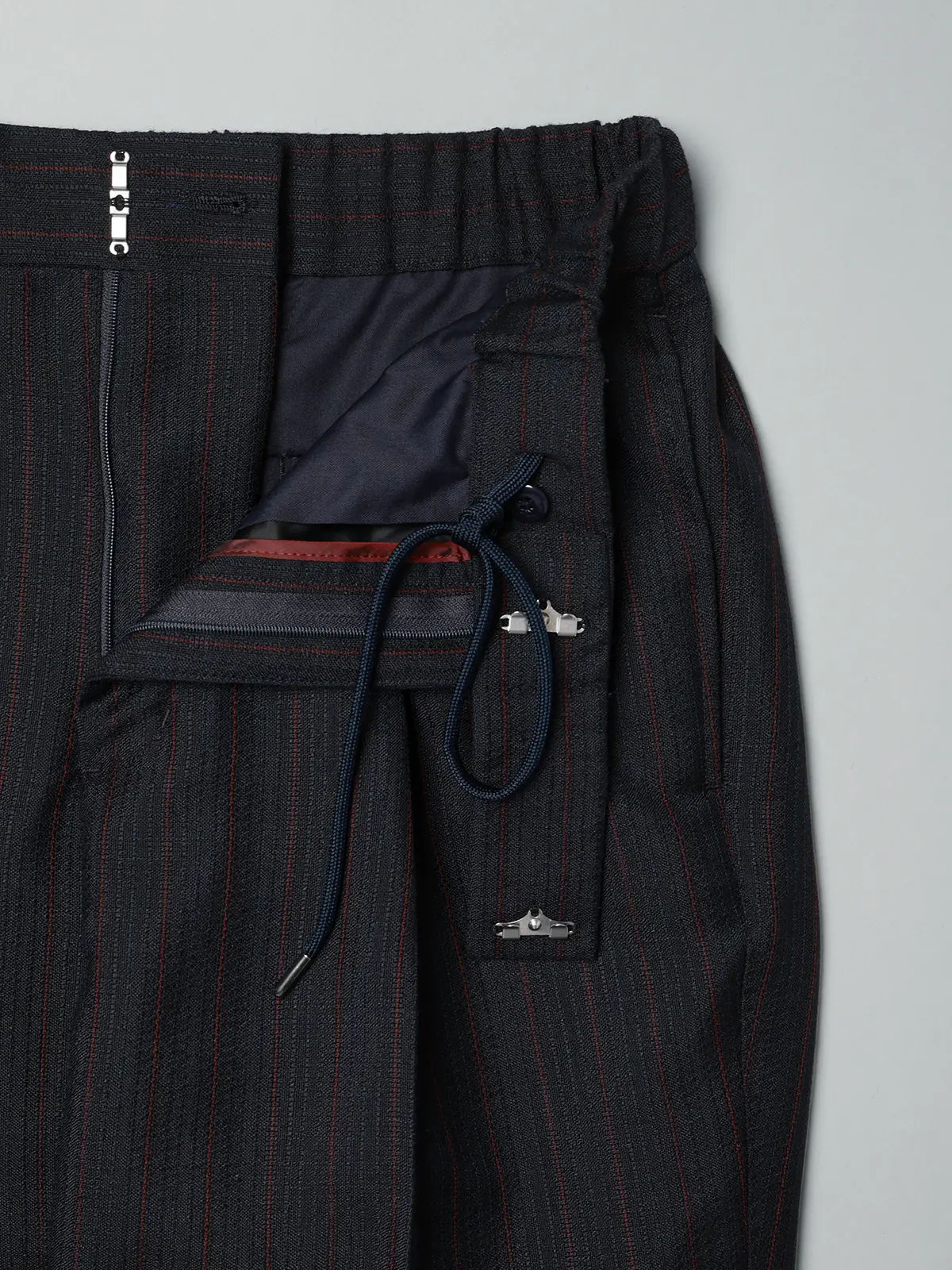 GOOVI/ツータックストレートパンツ/ウールモヘア/カラーストライプ ネイビー 1