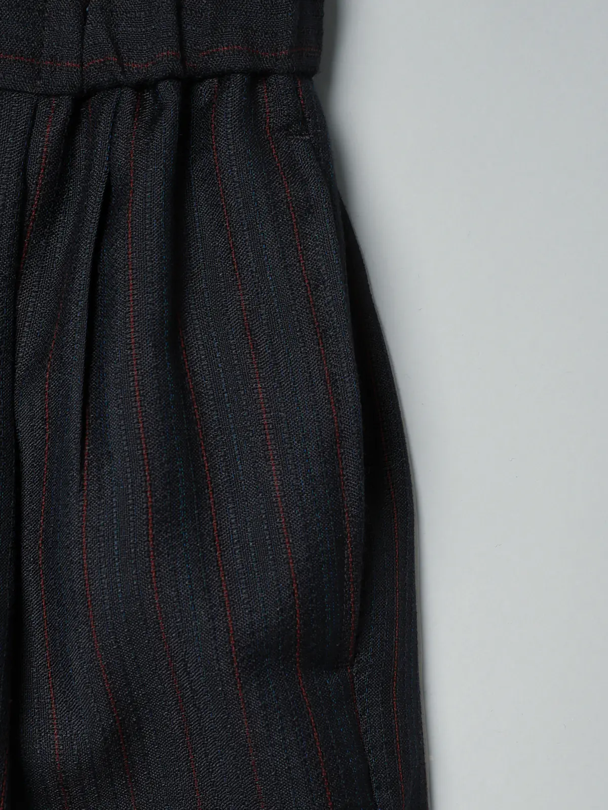 GOOVI/ツータックストレートパンツ/ウールモヘア/カラーストライプ ネイビー 1
