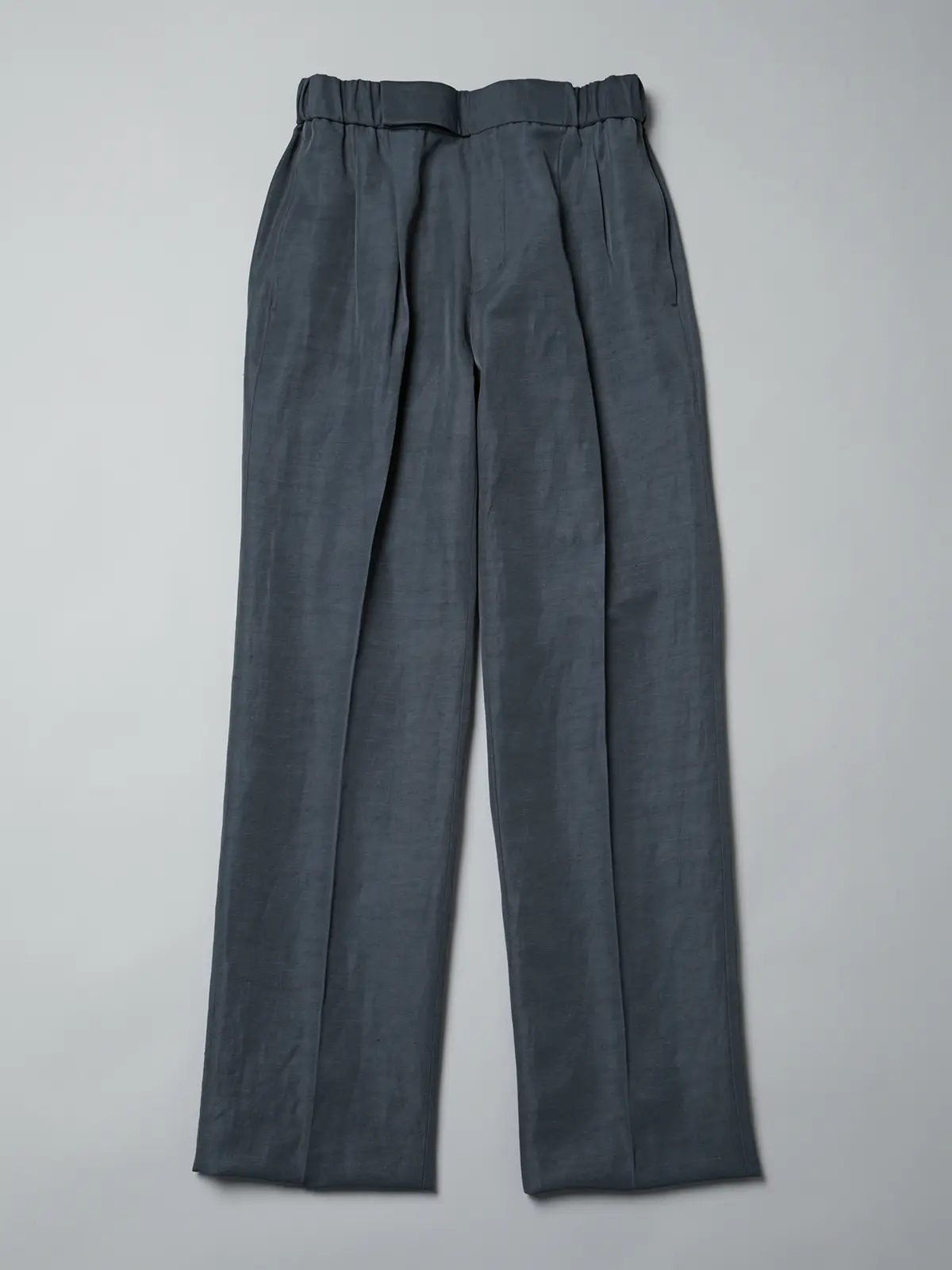 GOOVI／タックストレートパンツ／ナイロンリネン／ヴィンテージギャバジン／無地 ブルー 1