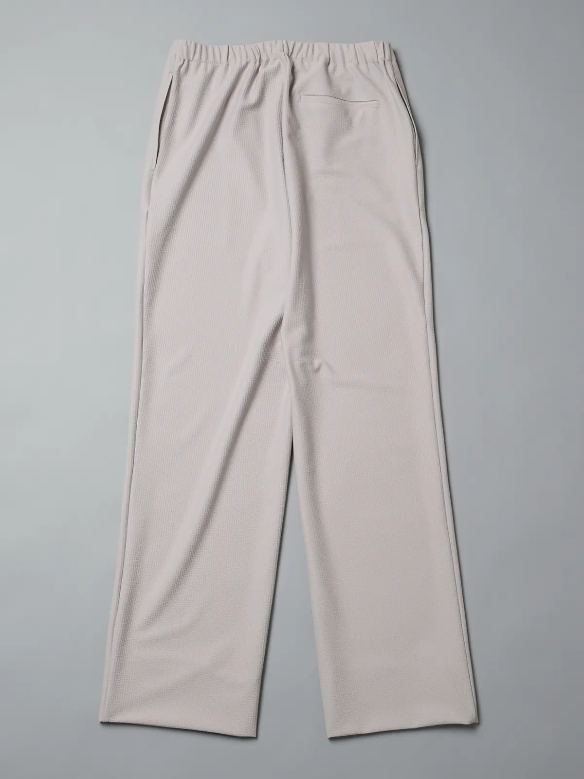 GOOVI／イージーパンツ／ウォッシャブル／ストレッチ／トリコットシアサッカー ライトグレー 1