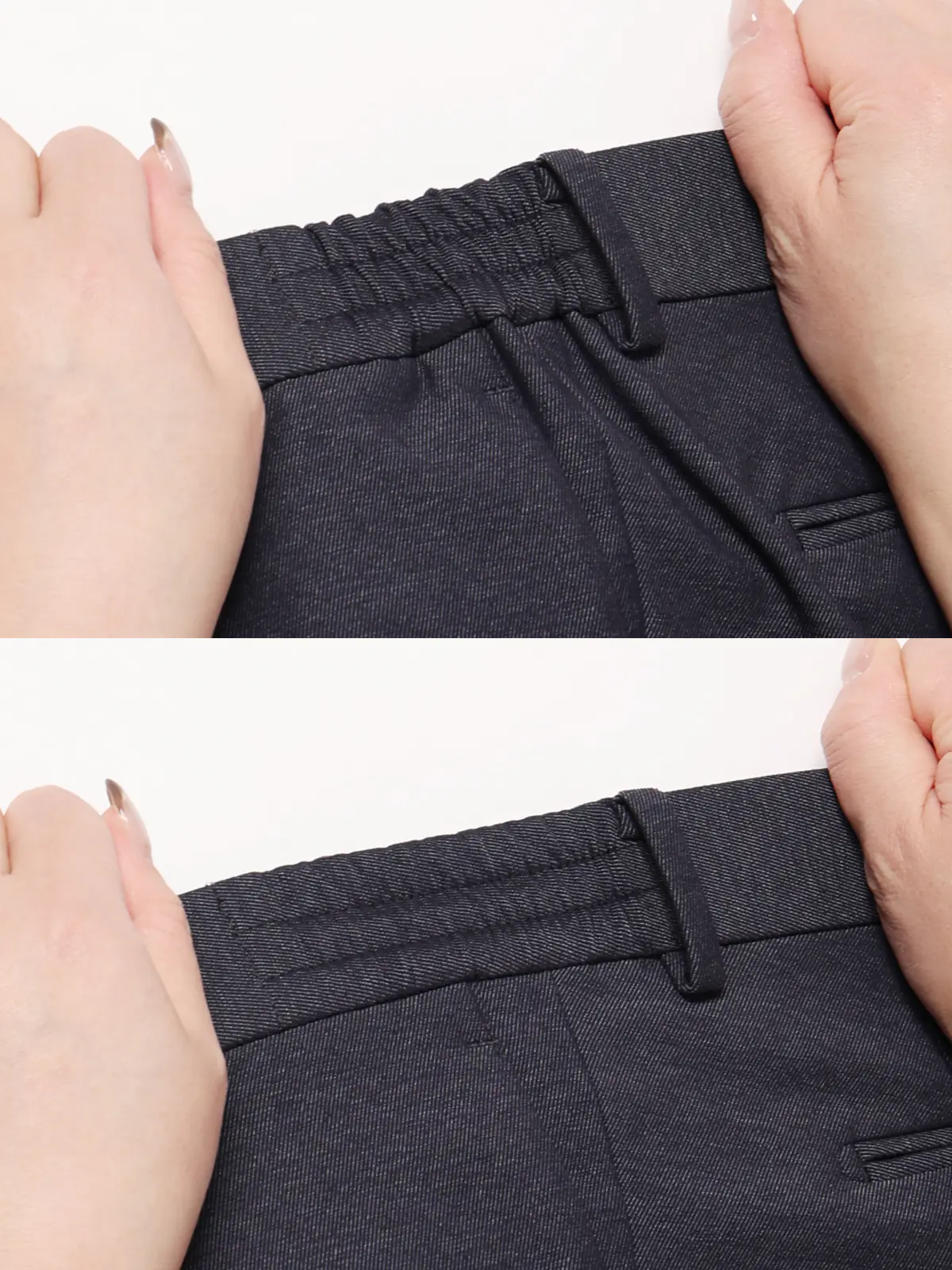 スマみえタックテーパードパンツ／ウォッシャブル／ストレッチ／CROSS MOVA／SL11 ネイビー SS