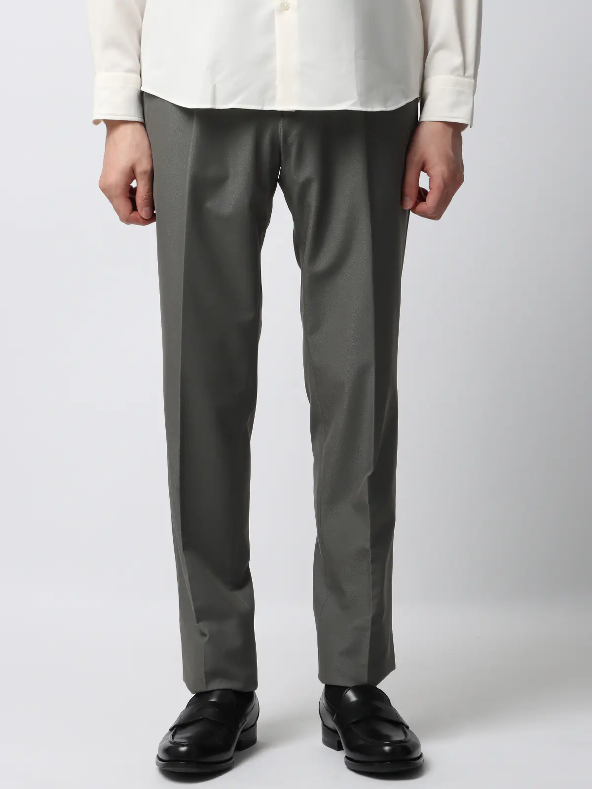 スマみえテーパードパンツ／ウォッシャブル／ストレッチ／CROSS MOVA／デニムライク／SL02 ライトグレー SS