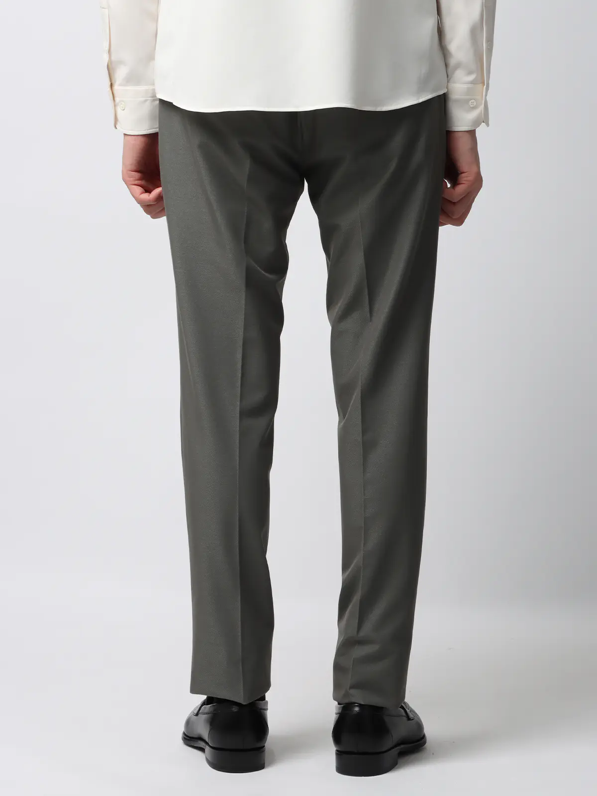 スマみえテーパードパンツ／ウォッシャブル／ストレッチ／CROSS MOVA／デニムライク／SL02 ライトグレー SS