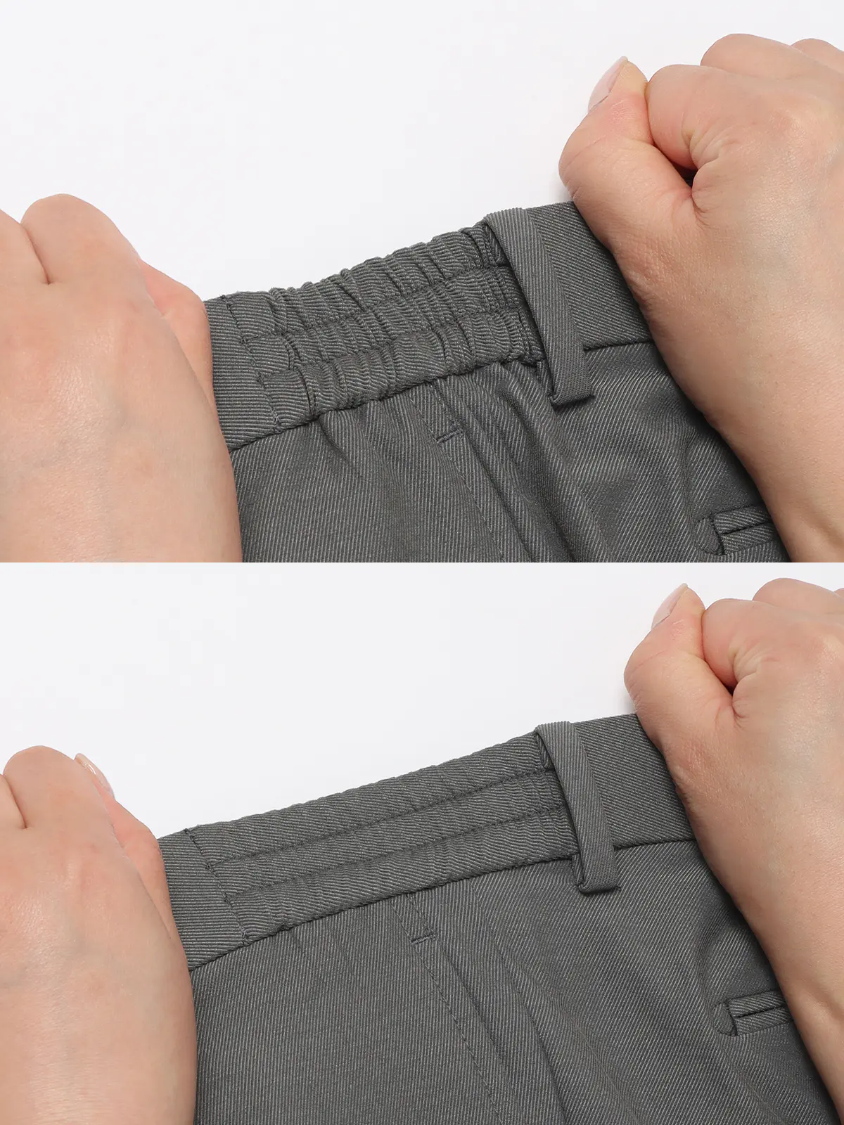 スマみえテーパードパンツ／ウォッシャブル／ストレッチ／CROSS MOVA／デニムライク／SL02 ライトグレー SS