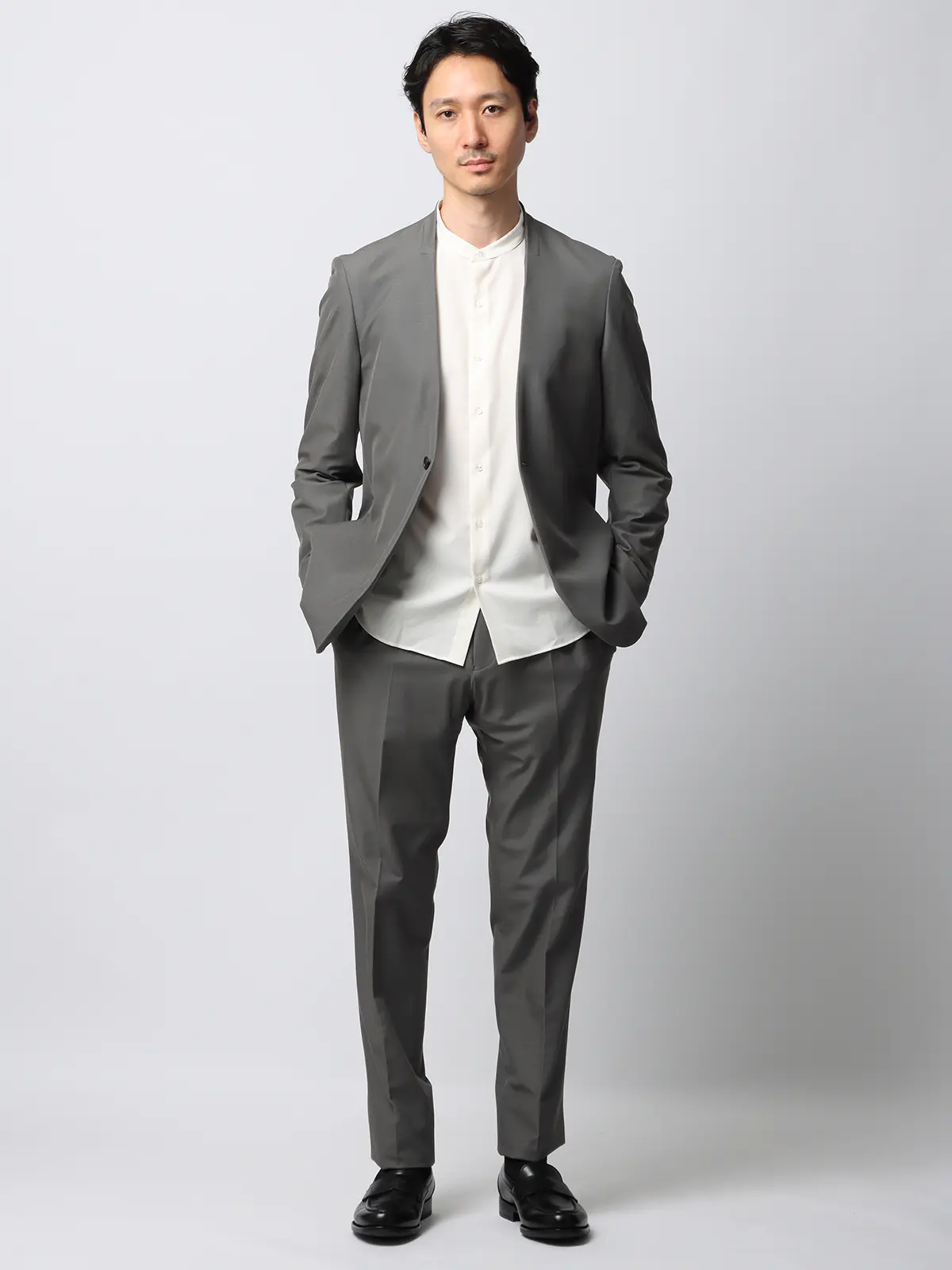 スマみえテーパードパンツ／ウォッシャブル／ストレッチ／CROSS MOVA／デニムライク／SL02 ライトグレー SS