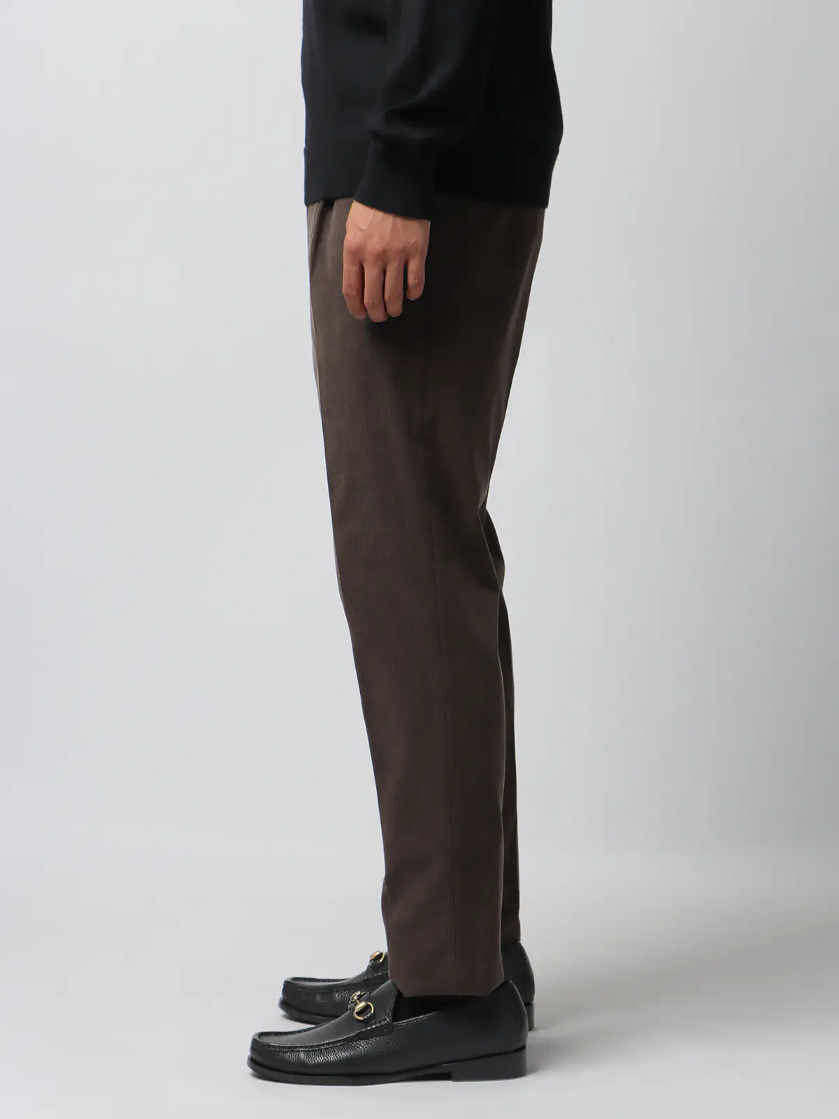 スマみえタックテーパードパンツ/ウォッシャブル/CROSS MOVA/コーデュロイ/SL11 ブラウン SS