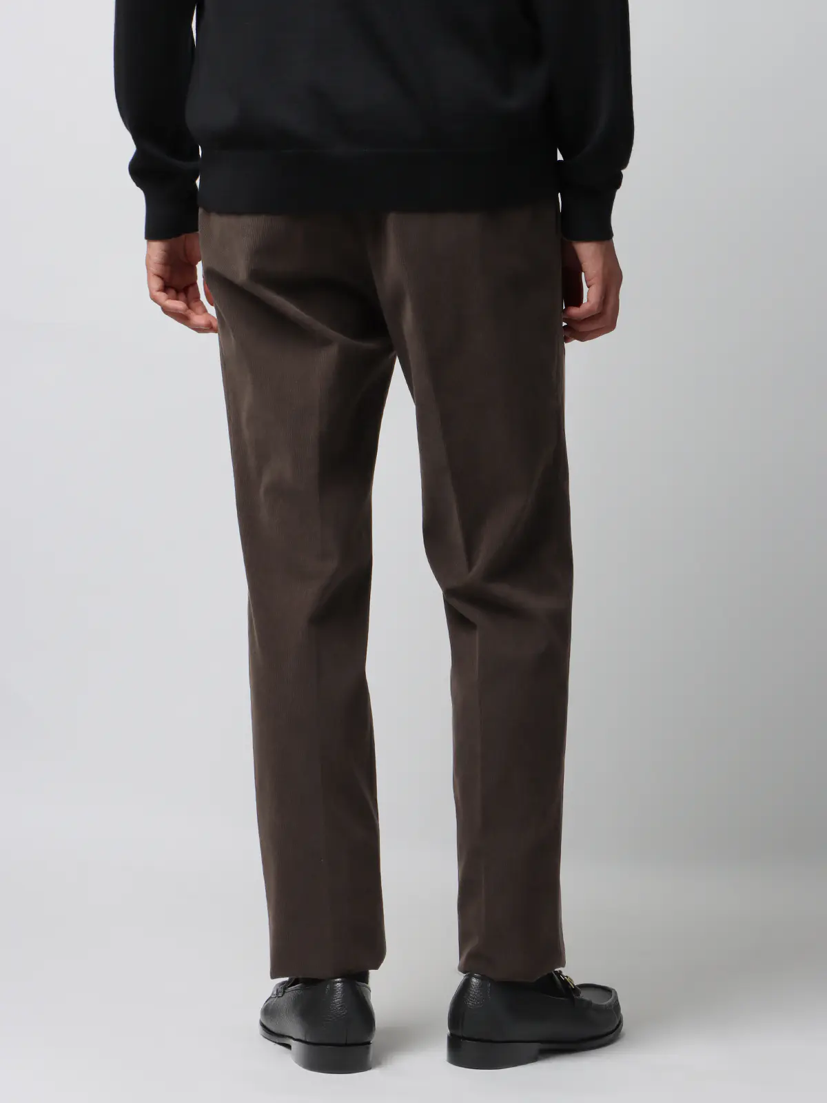 スマみえタックテーパードパンツ/ウォッシャブル/CROSS MOVA/コーデュロイ/SL11 ブラウン SS