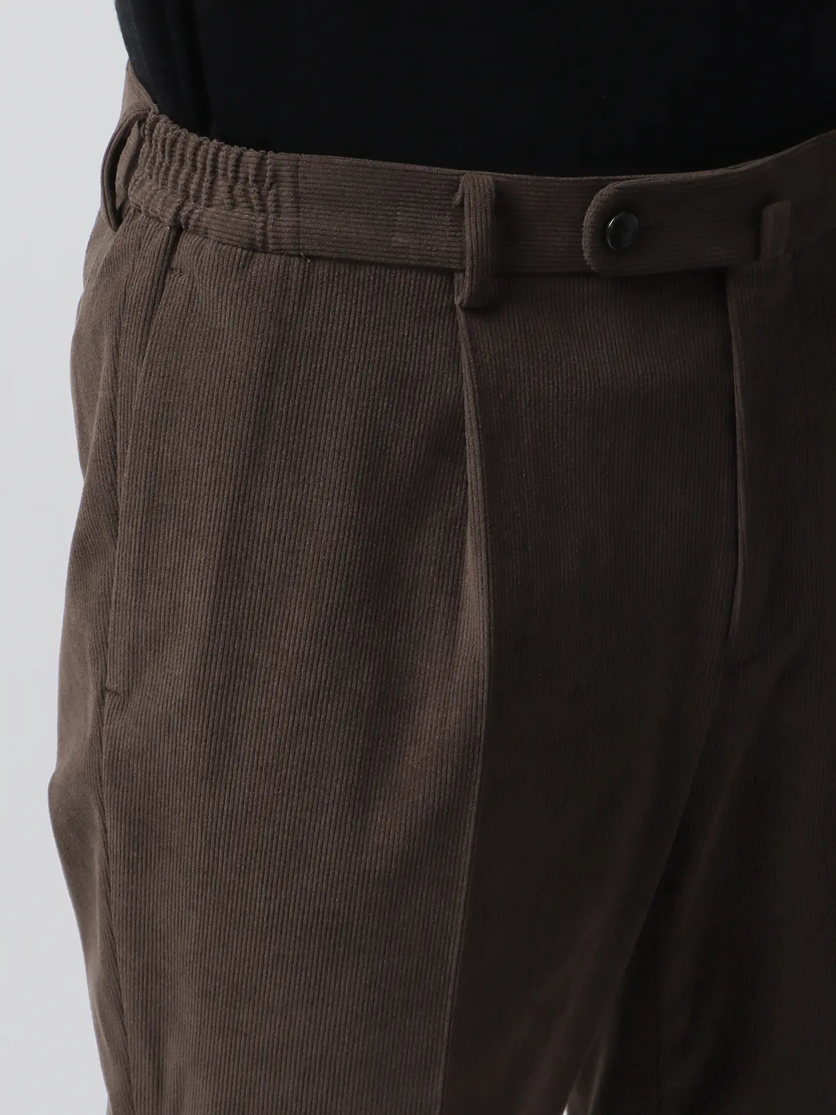 スマみえタックテーパードパンツ/ウォッシャブル/CROSS MOVA/コーデュロイ/SL11 ブラウン SS