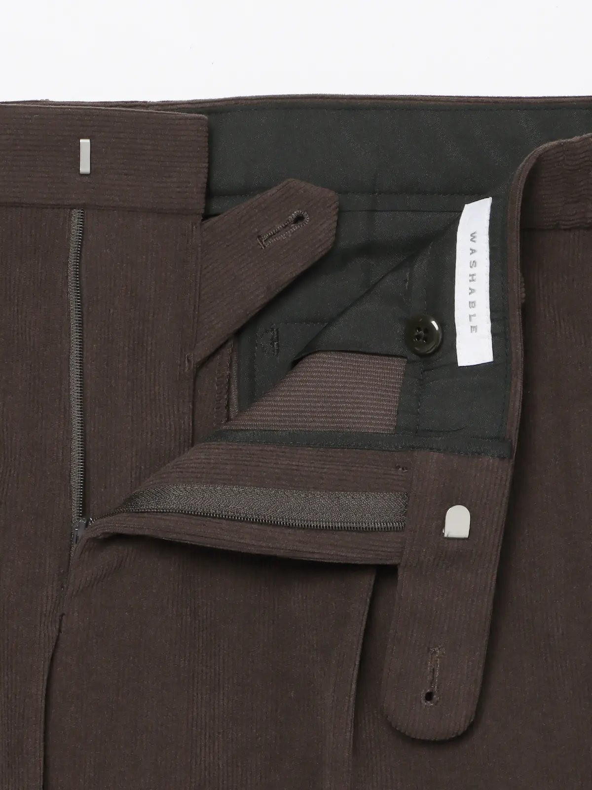 スマみえタックテーパードパンツ/ウォッシャブル/CROSS MOVA/コーデュロイ/SL11 ブラウン SS