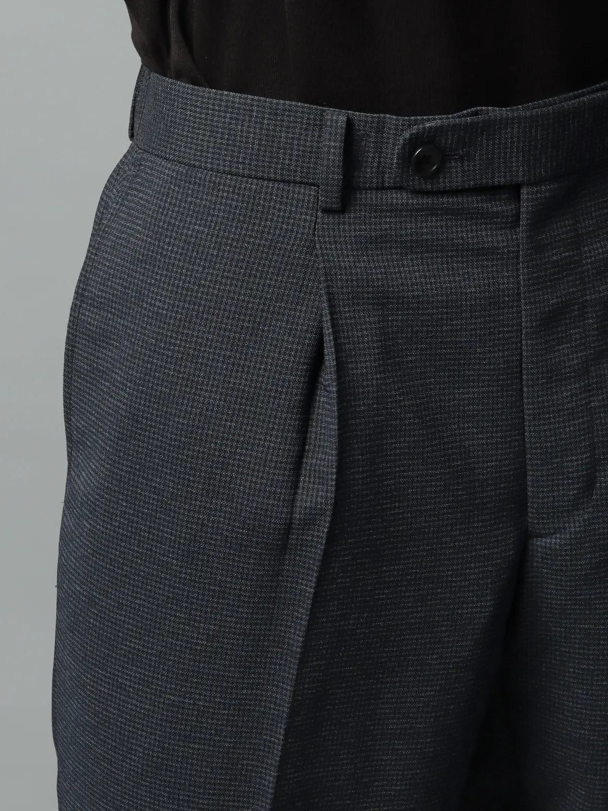 タックテーパードパンツ／ウォッシャブル／ストレッチ／ハウンドトゥース／CR11-S ネイビー系 S