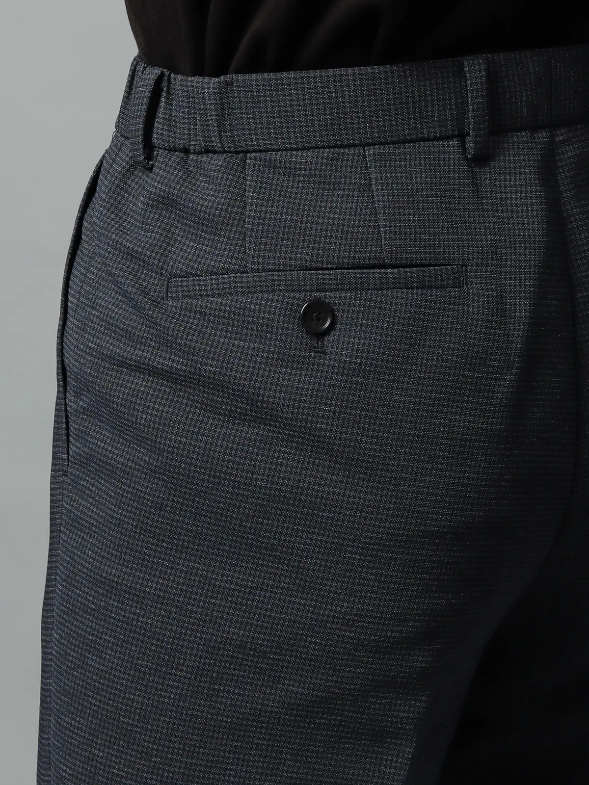 タックテーパードパンツ／ウォッシャブル／ストレッチ／ハウンドトゥース／CR11-S ネイビー系 S