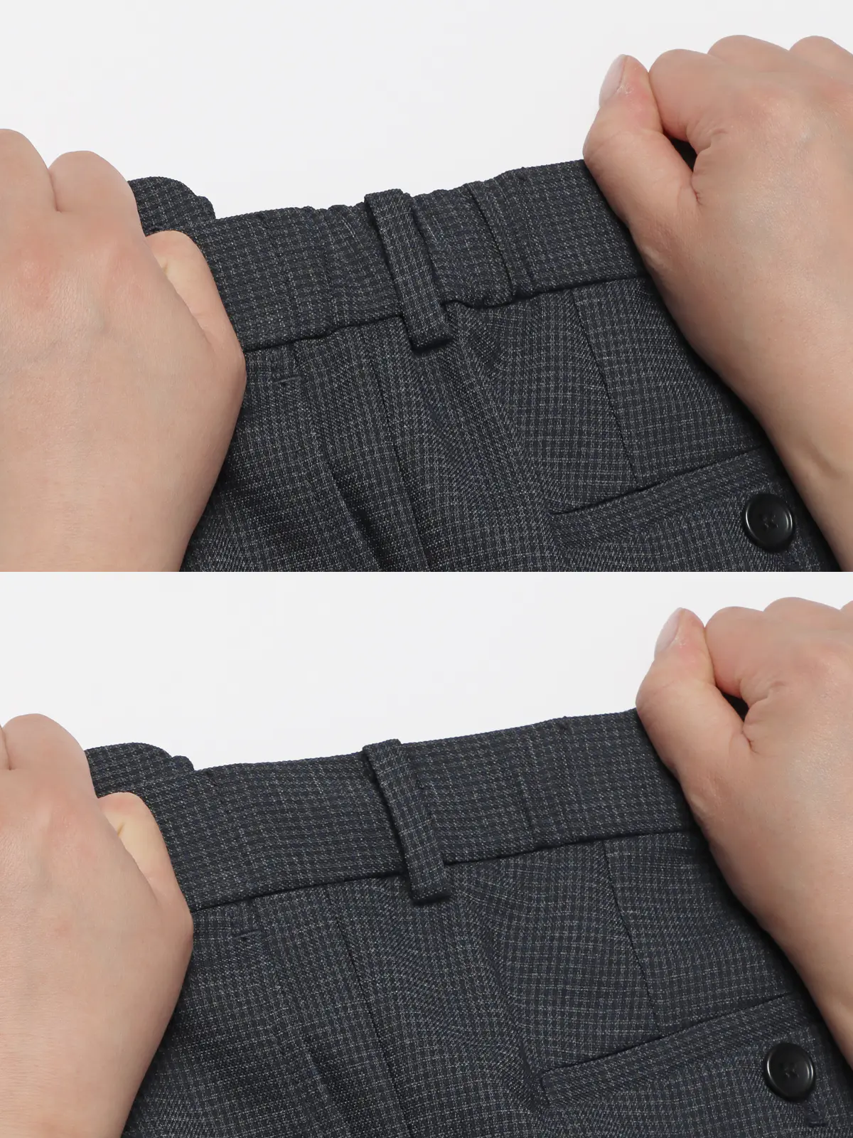 タックテーパードパンツ／ウォッシャブル／ストレッチ／ハウンドトゥース／CR11-S ネイビー系 S