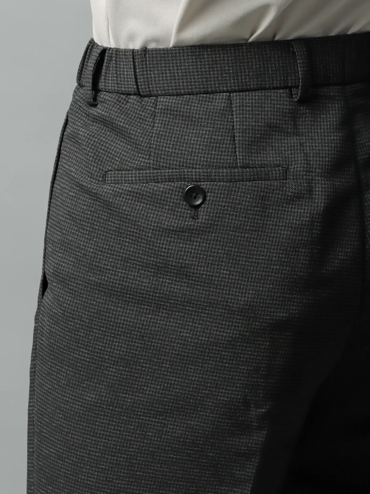 タックテーパードパンツ／ウォッシャブル／ストレッチ／ハウンドトゥース／CR11-S グレー系 S