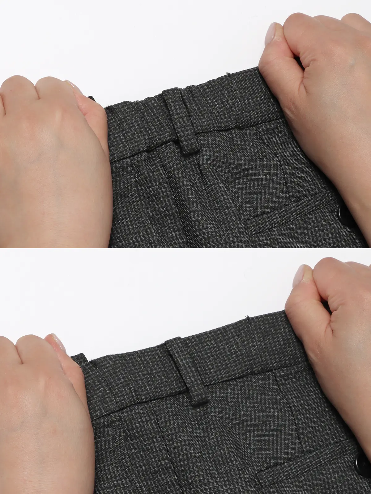 タックテーパードパンツ／ウォッシャブル／ストレッチ／ハウンドトゥース／CR11-S グレー系 S