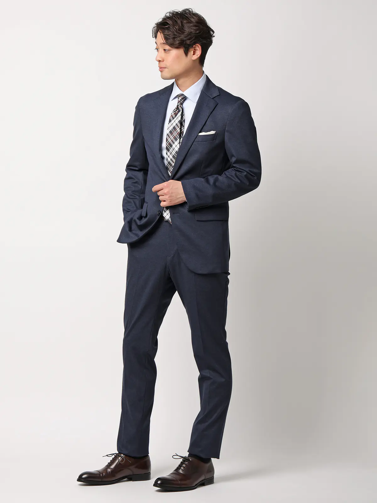 SMACTIVE/テーパードパンツ/ウォッシャブル/ストレッチ/TRジャージー/無地/SL02 ネイビー SS