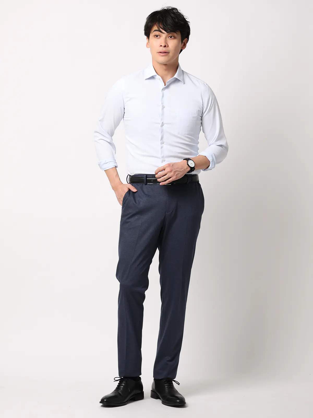 SMACTIVE/テーパードパンツ/ウォッシャブル/ストレッチ/TRジャージー/無地/SL02 ネイビー SS