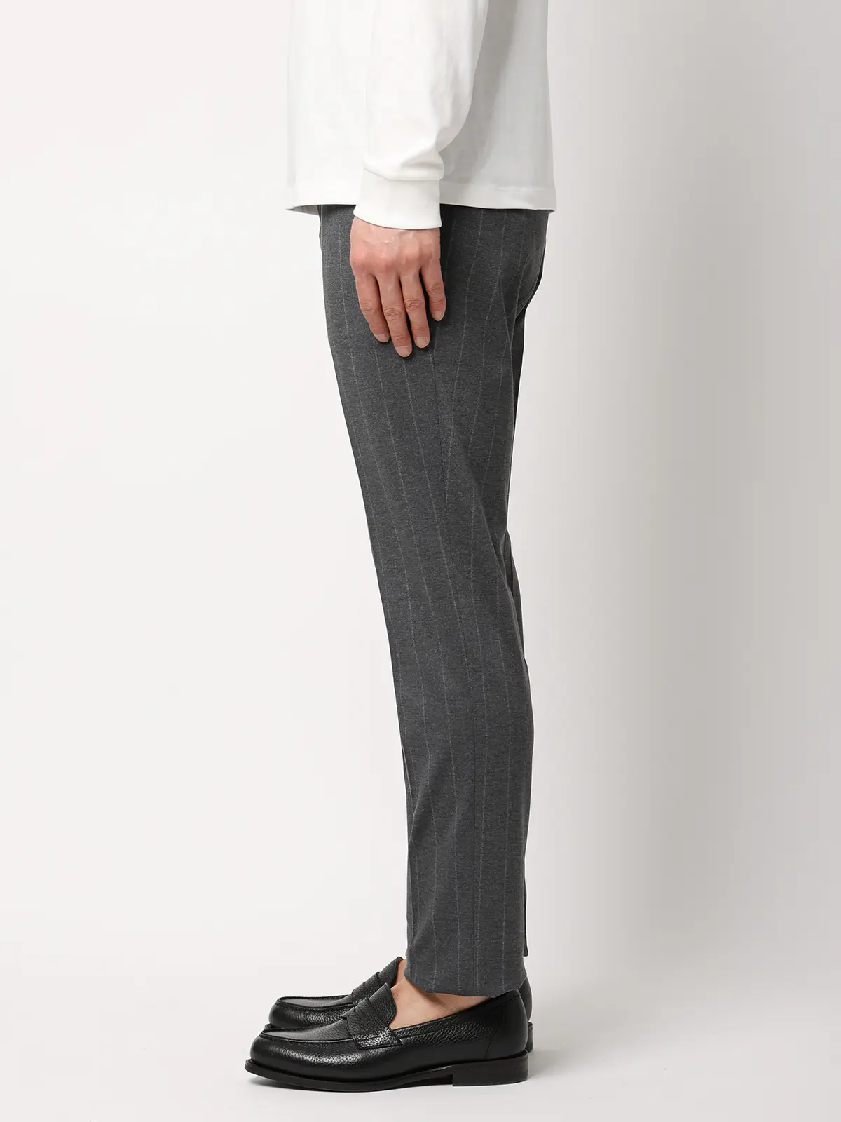 SMACTIVE／テーパードパンツ／ウォッシャブル／ストレッチ／TRジャージー／ストライプ／SL02 グレー SS