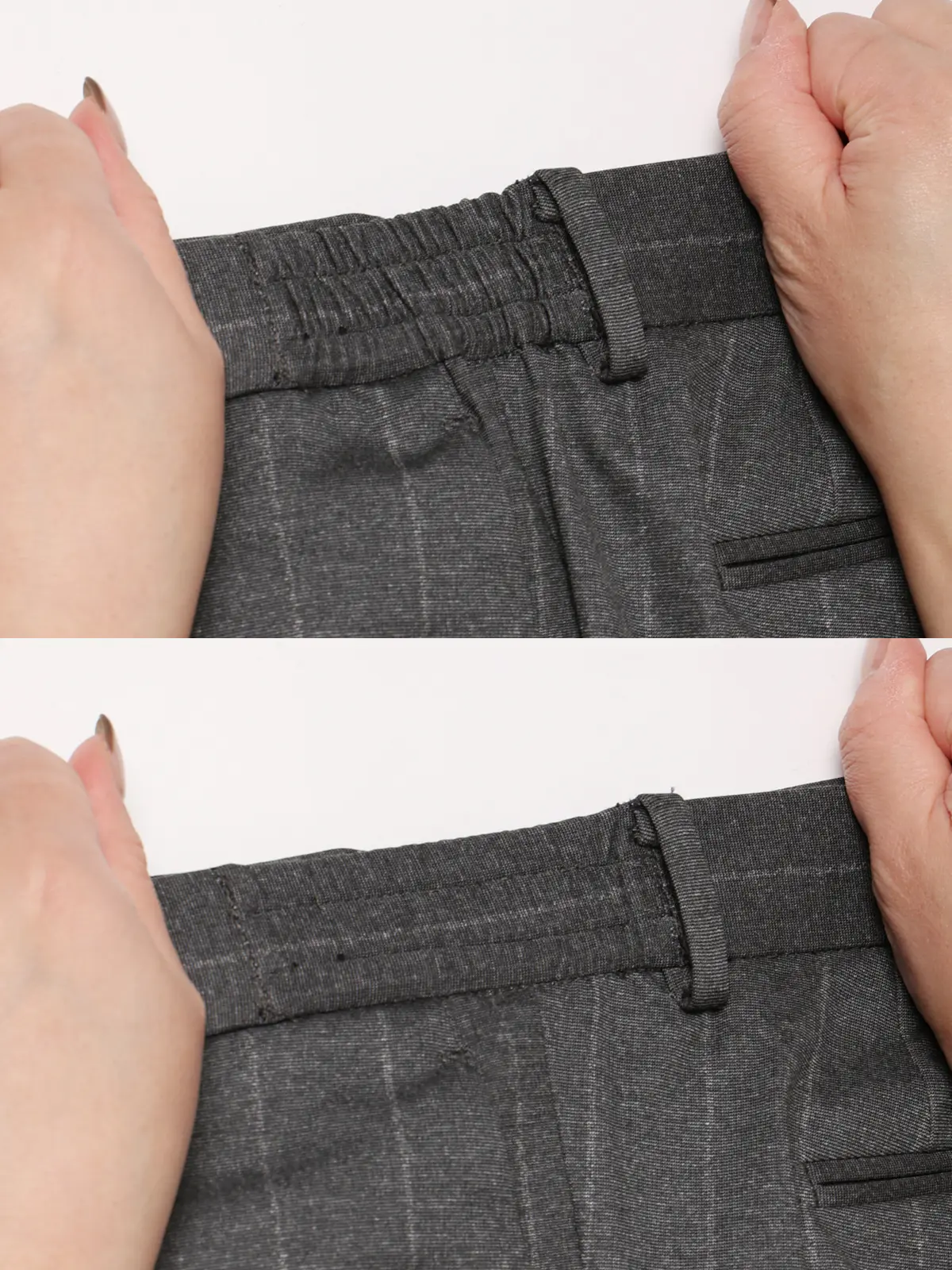 SMACTIVE／テーパードパンツ／ウォッシャブル／ストレッチ／TRジャージー／ストライプ／SL02 グレー SS